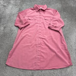 Brylane Y2K Hidden Button Down Shirt Sress Womens 16W Plus Dusty Pink Classic